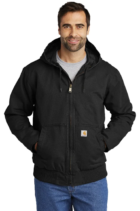 Carhartt Mens Active Washed Duck Full Zip Hooded Jacket - Black