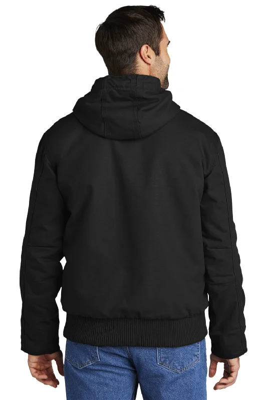 Carhartt Mens Active Washed Duck Full Zip Hooded Jacket - Black