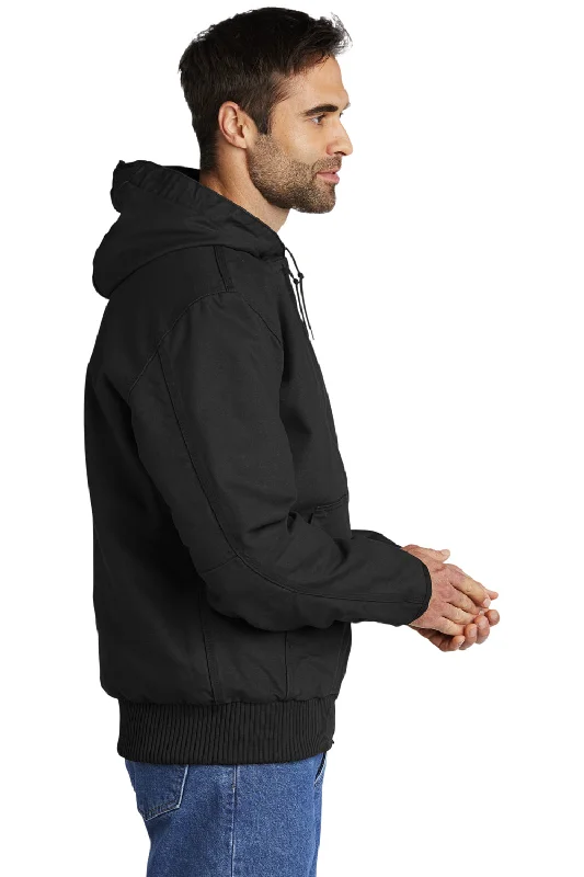 Carhartt Mens Active Washed Duck Full Zip Hooded Jacket - Black