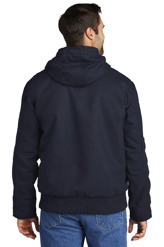 Carhartt Mens Active Washed Duck Full Zip Hooded Jacket - Navy Blue