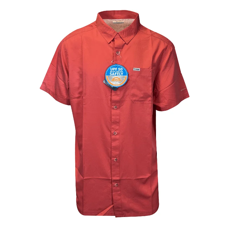 Columbia Men's Sunset Red Shirt Slack Tide PFG Camp Shirt UPF 50 S/S (683)