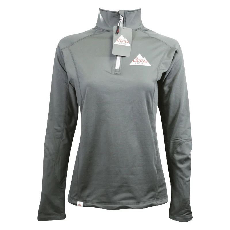 Coors Light Women's Grey T-Shirt 1/4 Zip Long Sleeve Pullover Top (S01)