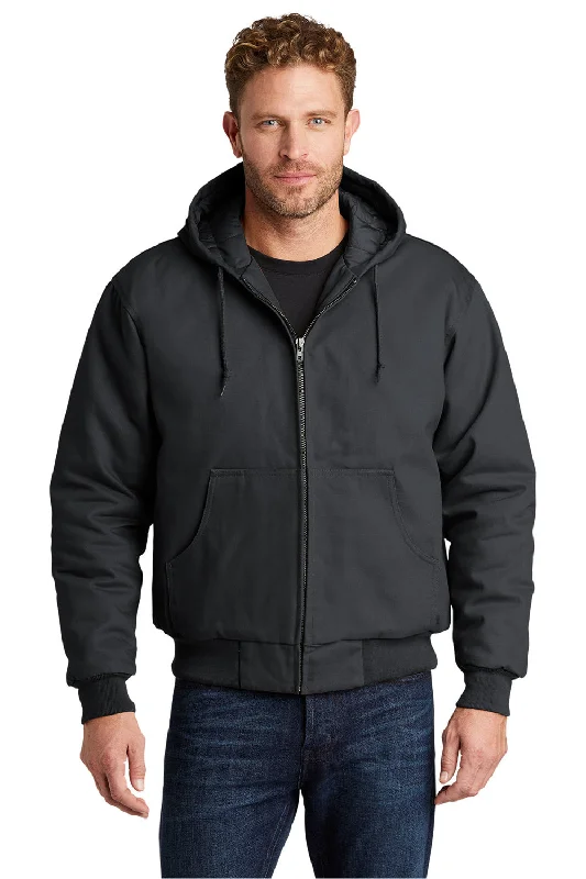 CornerStone Mens Duck Cloth Full Zip Hooded Jacket - Charcoal Grey