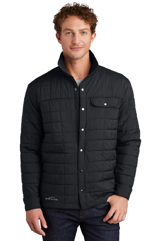 Eddie Bauer Mens Water Resistant Button Down Shirt Jacket - Black