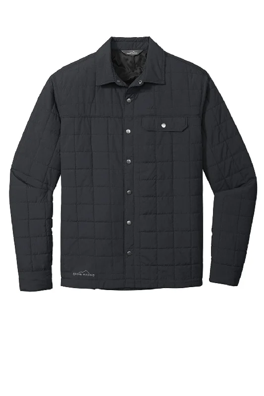 Eddie Bauer Mens Water Resistant Button Down Shirt Jacket - Black