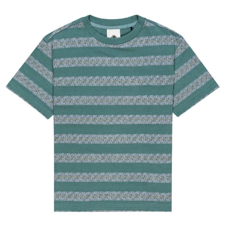 Element Boy’s T-Shirt Green Pink Orange Lines Striped Crew Neck S/S (S01)