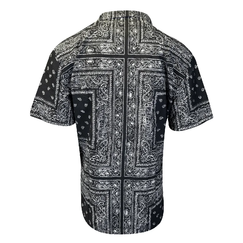 Branded  Men's Black Beauty Print Shirt Bandana Short Sleeve (S65)