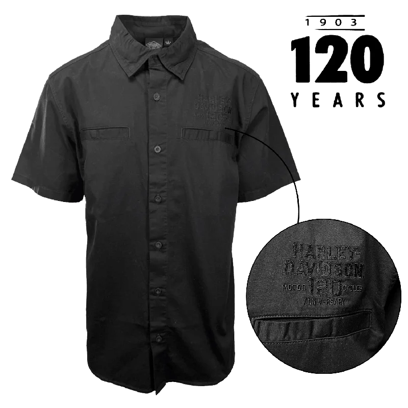 Branded Men's Black Shirt 120th Anniversary Short Sleeve Woven (S67)