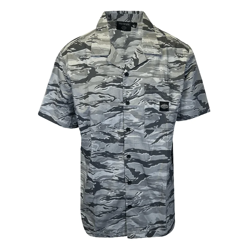 Branded  Men's Grey Bar & Shield Camo Shirt Allover Custom Print (S62)