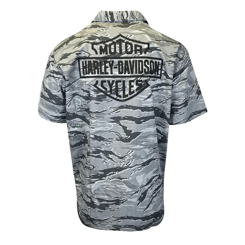 Branded  Men's Grey Bar & Shield Camo Shirt Allover Custom Print (S62)