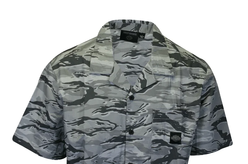 Branded  Men's Grey Bar & Shield Camo Shirt Allover Custom Print (S62)