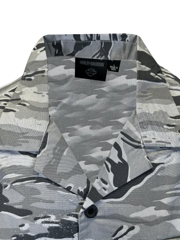 Branded  Men's Grey Bar & Shield Camo Shirt Allover Custom Print (S62)