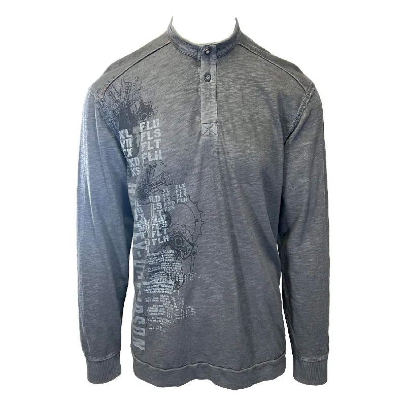 Branded Men's Grey T-Shirt Motorcycles EST.03 Long Sleeve (S98)