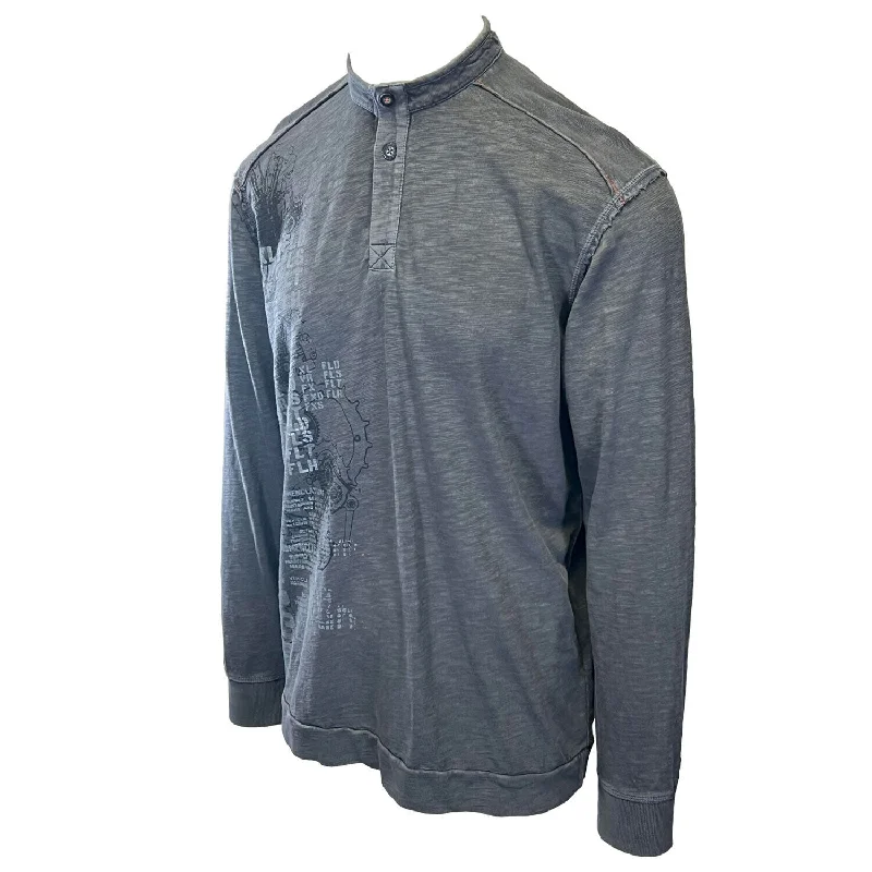 Branded Men's Grey T-Shirt Motorcycles EST.03 Long Sleeve (S98)