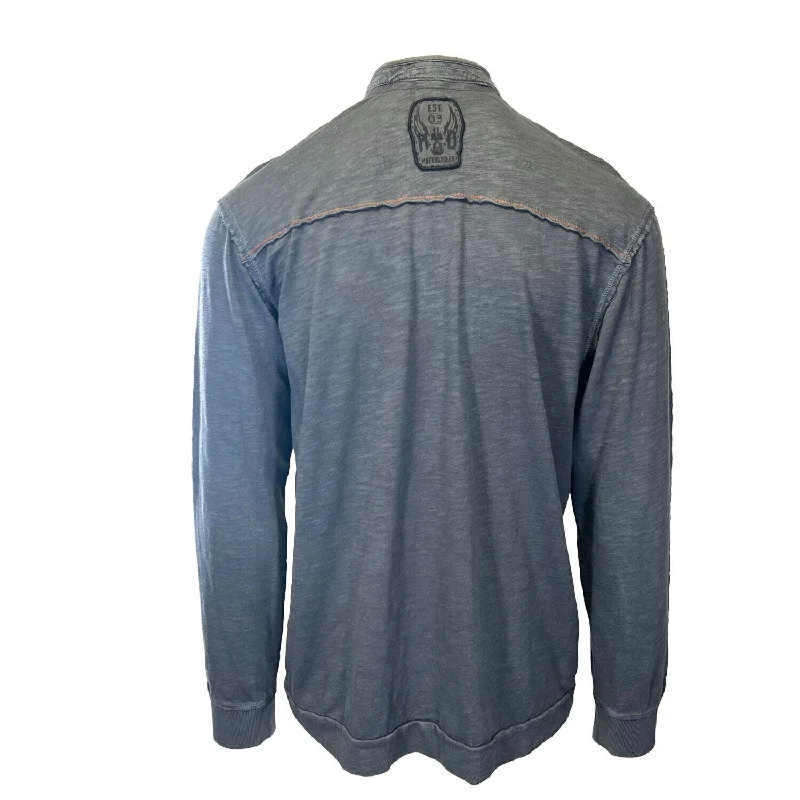 Branded Men's Grey T-Shirt Motorcycles EST.03 Long Sleeve (S98)