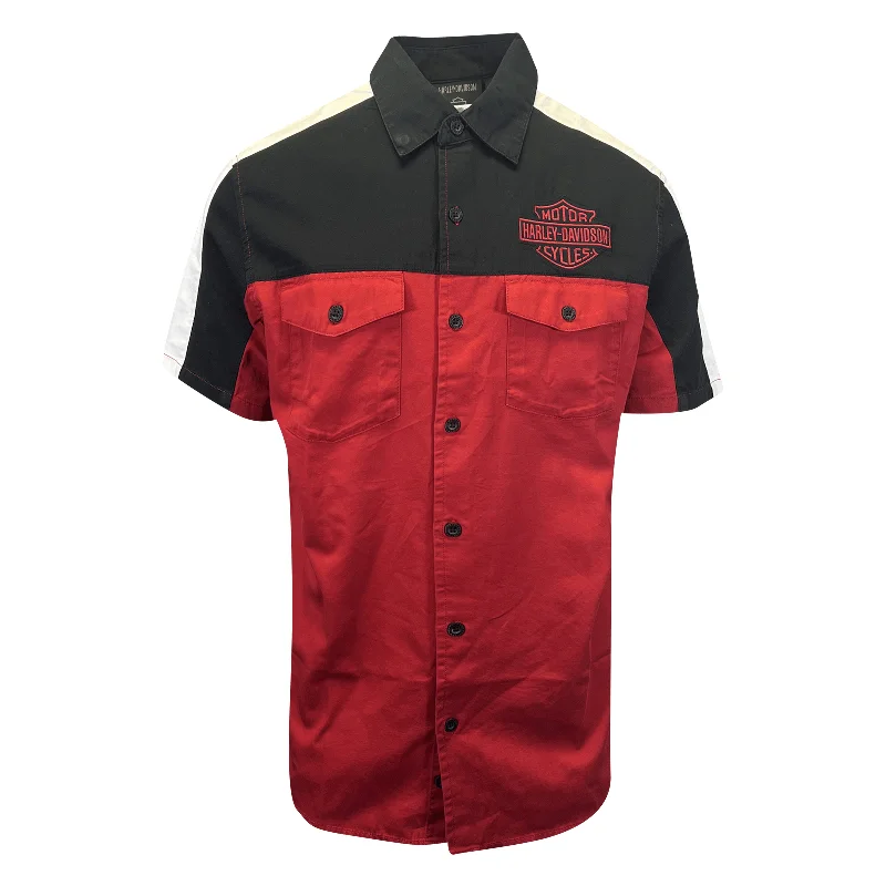 Branded  Men's Red Black Colorblocked Chili Pepper Darting Shirt (S63)