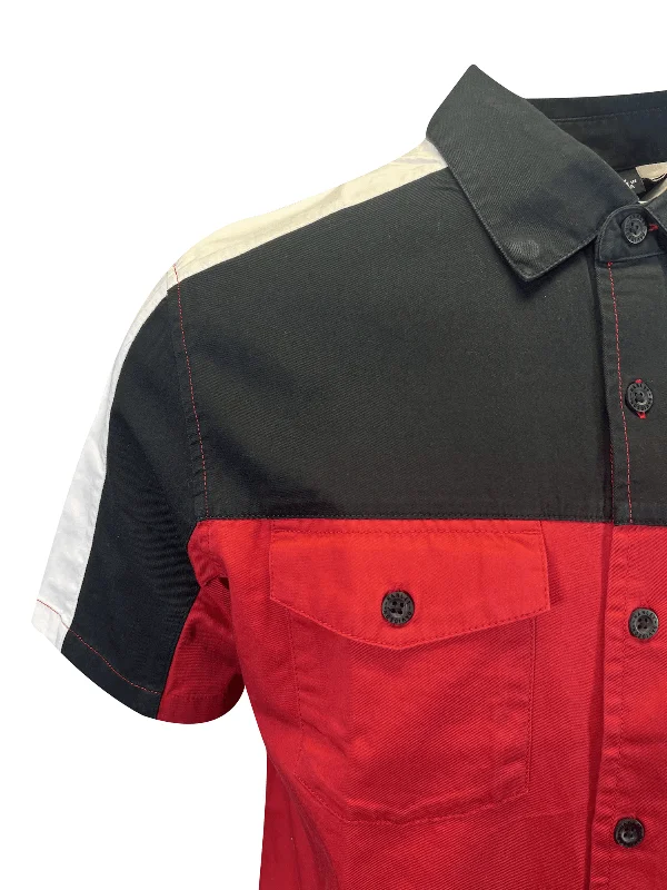 Branded  Men's Red Black Colorblocked Chili Pepper Darting Shirt (S63)