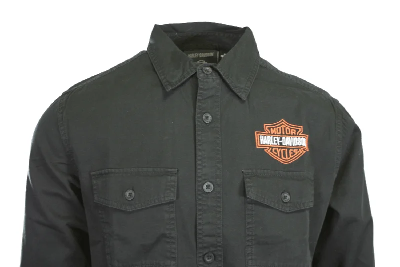 Branded  Men's Shirt Black Beauty Bar & Shield Long Sleeve (S65)