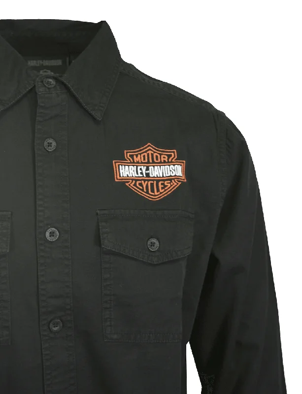 Branded  Men's Shirt Black Beauty Bar & Shield Long Sleeve (S65)