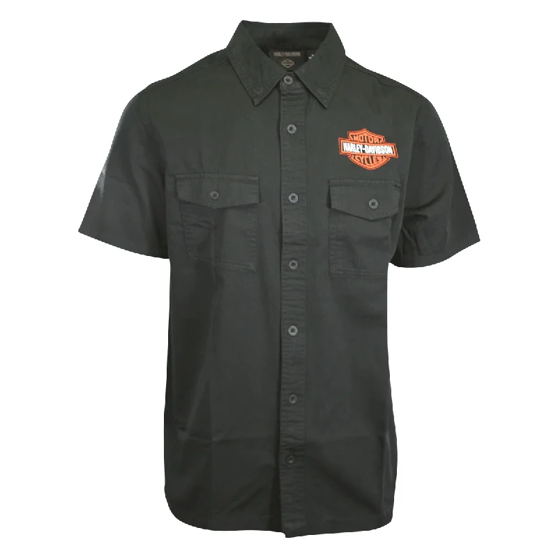 Branded  Men's Shirt Black Beauty Bar & Shield Short Sleeve (S58)