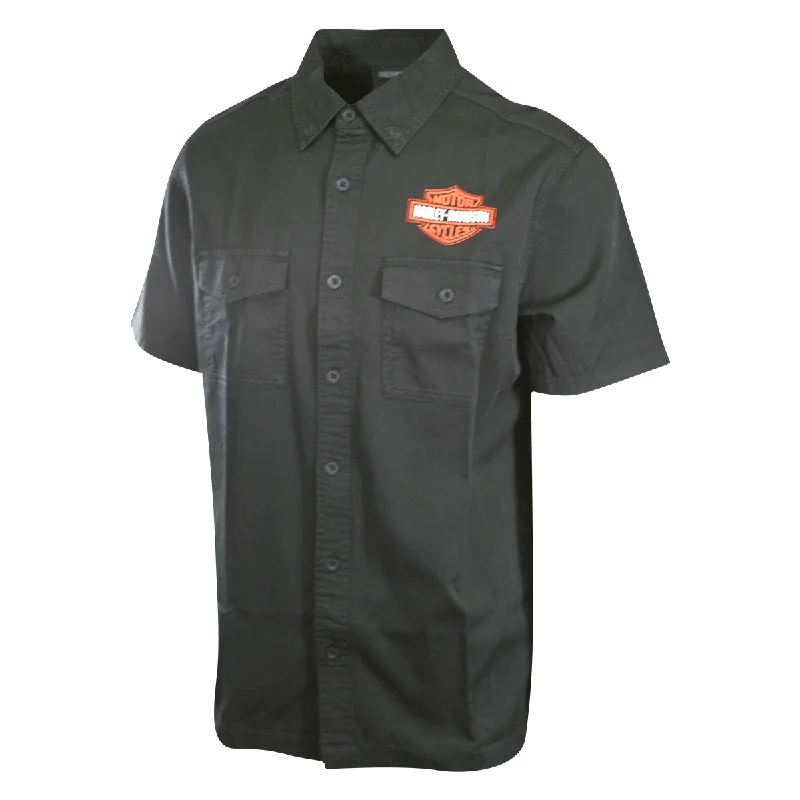 Branded  Men's Shirt Black Beauty Bar & Shield Short Sleeve (S58)