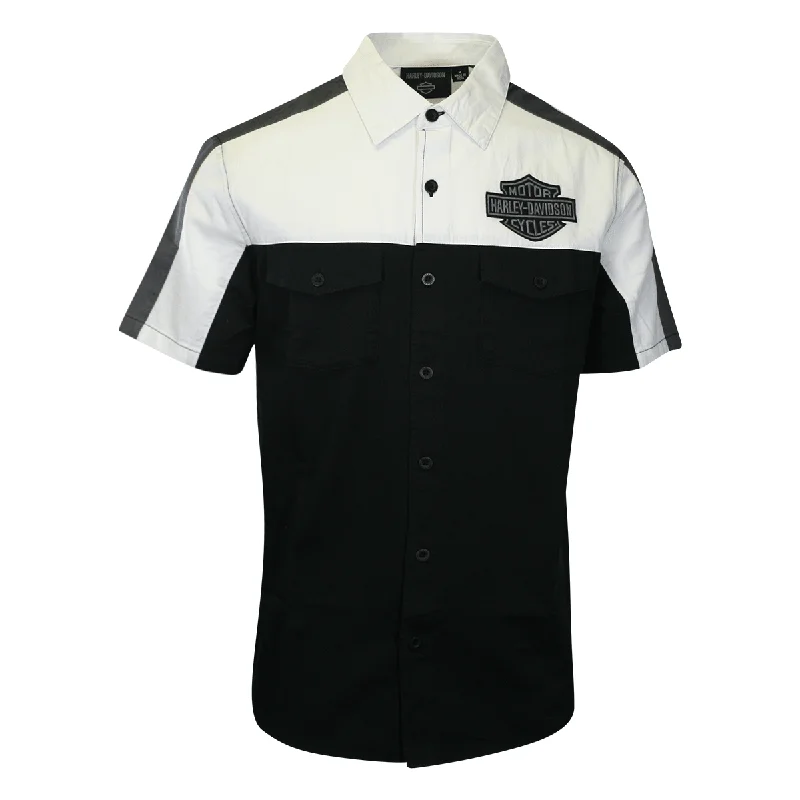 Branded  Men's Shirt Black Beauty Colorblocked Darting Short Sleeve (S57)