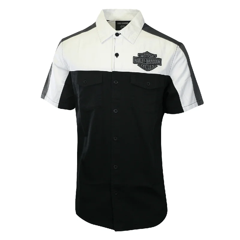 Branded  Men's Shirt Black Beauty Colorblocked Darting Short Sleeve (S57)