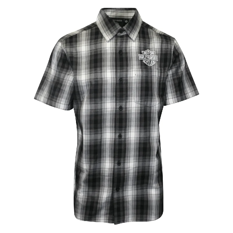 Branded  Men's Shirt Black Plaid Screamin' Eagle S/S Shirt (S57)