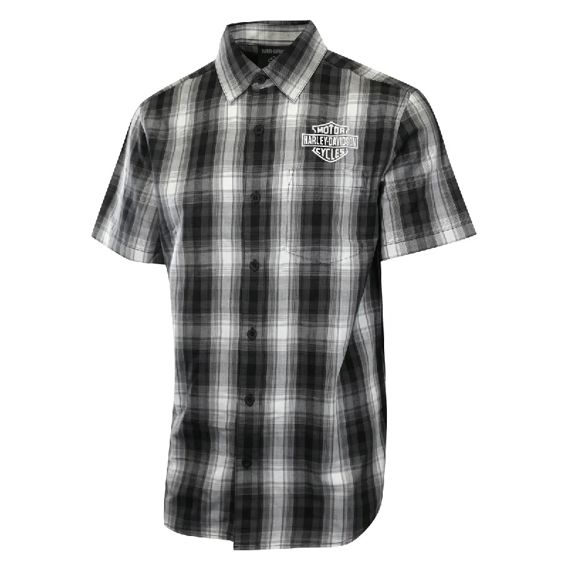 Branded  Men's Shirt Black Plaid Screamin' Eagle S/S Shirt (S57)