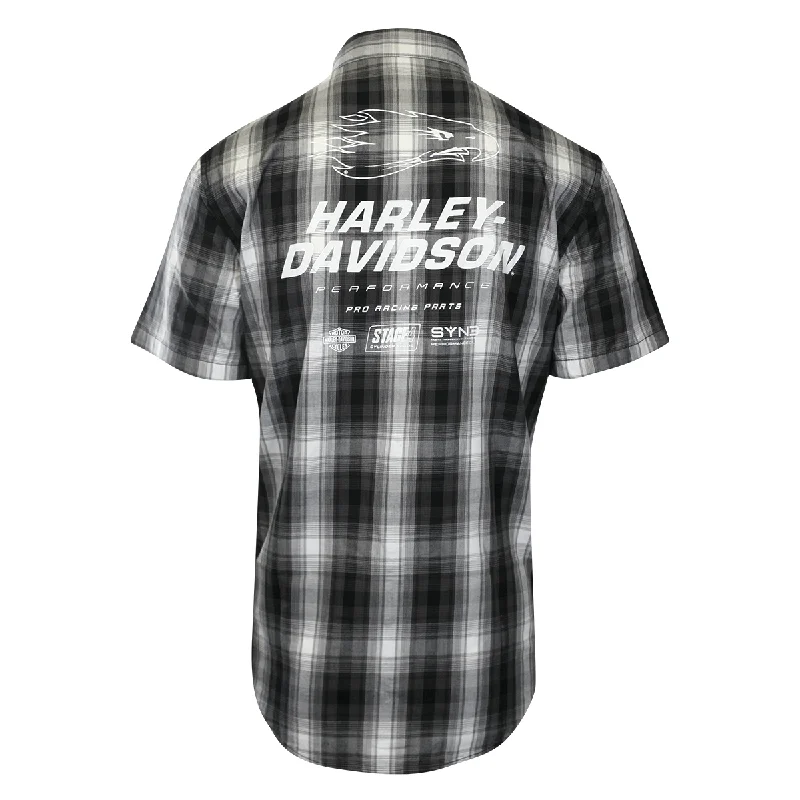 Branded  Men's Shirt Black Plaid Screamin' Eagle S/S Shirt (S57)