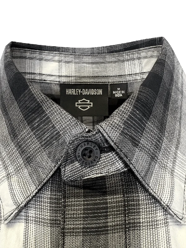 Branded  Men's Shirt Black Plaid Screamin' Eagle S/S Shirt (S57)