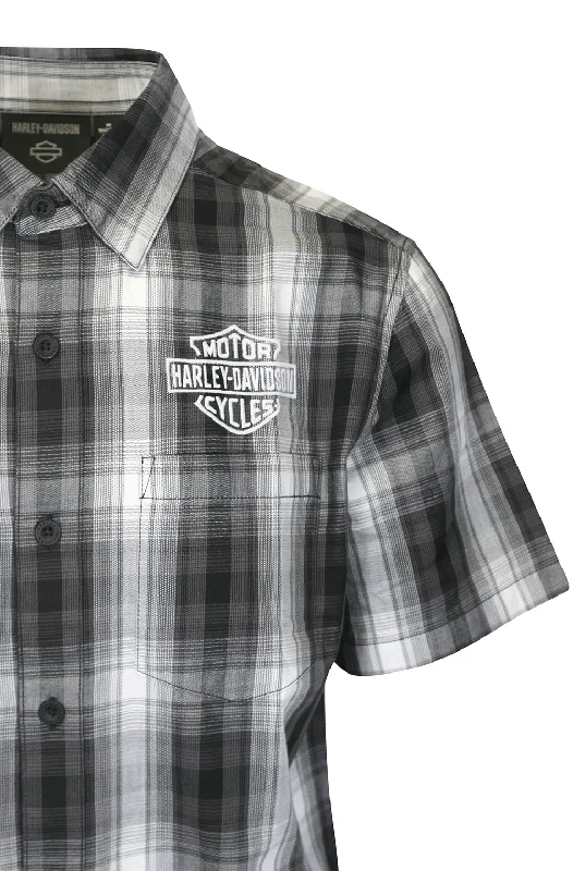 Branded  Men's Shirt Black Plaid Screamin' Eagle S/S Shirt (S57)