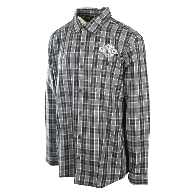 Branded  Men's Shirt Black Screamin' Eagle Plaid L/S (S56)