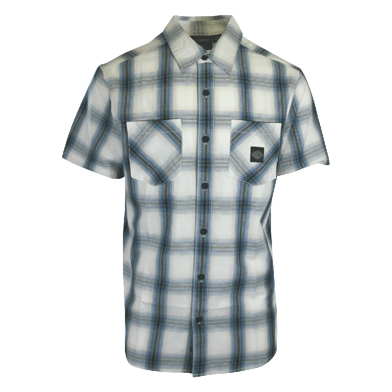 Branded Men's Shirt Blue Plaid Forever S/S Woven (S55)