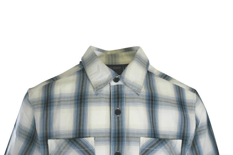 Branded Men's Shirt Blue Plaid Forever S/S Woven (S55)