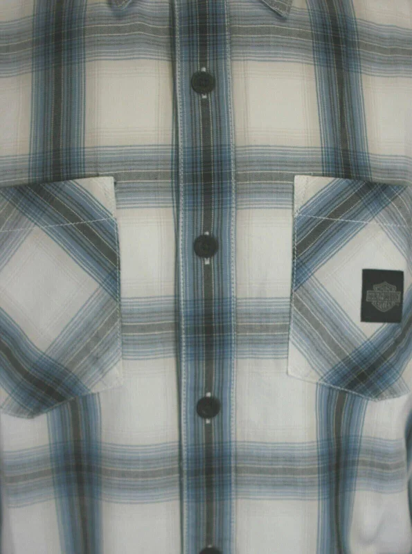 Branded Men's Shirt Blue Plaid Forever S/S Woven (S55)