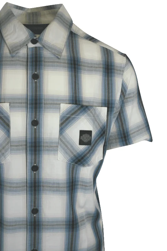 Branded Men's Shirt Blue Plaid Forever S/S Woven (S55)