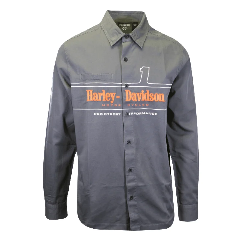 Branded  Men's Shirt Grey #1 Racing Logo Long Sleeve (S68)