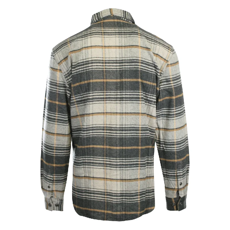 Branded  Men's Shirt Grey Plaid Bar & Shield Premium L/S (S62)