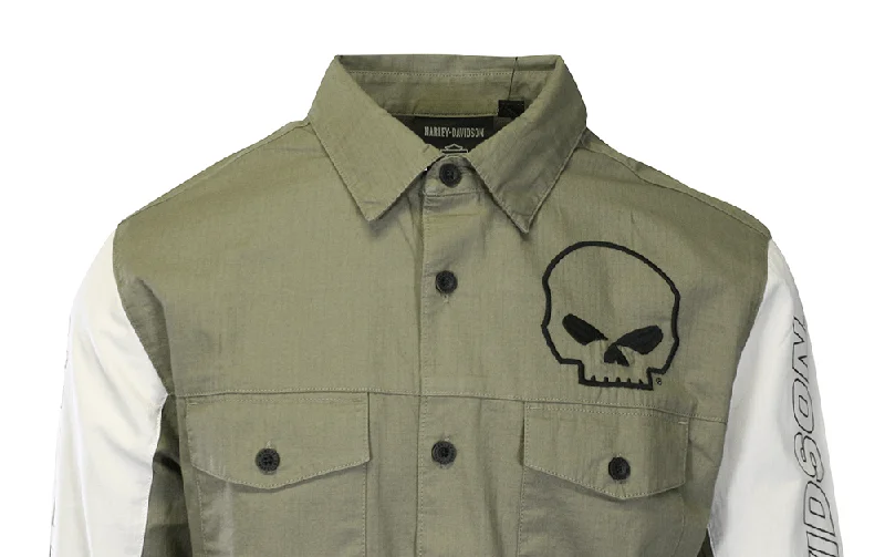 Branded  Men's Shirt Khaki Green Willie G Skull Viper L/S (S66)