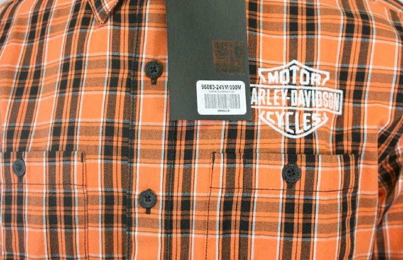 Branded  Men's Shirt Orange Screamin' Eagle Plaid L/S (S55)