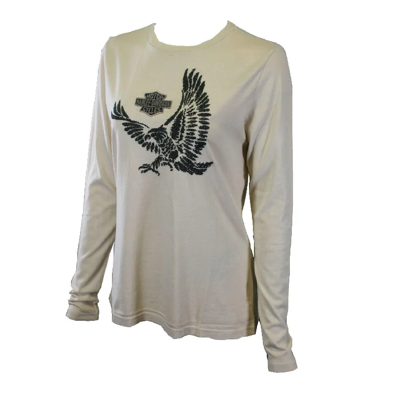 Branded Women's T-Shirt Cream Cross-Stitch Flying Eagle L/S Tee (S45)