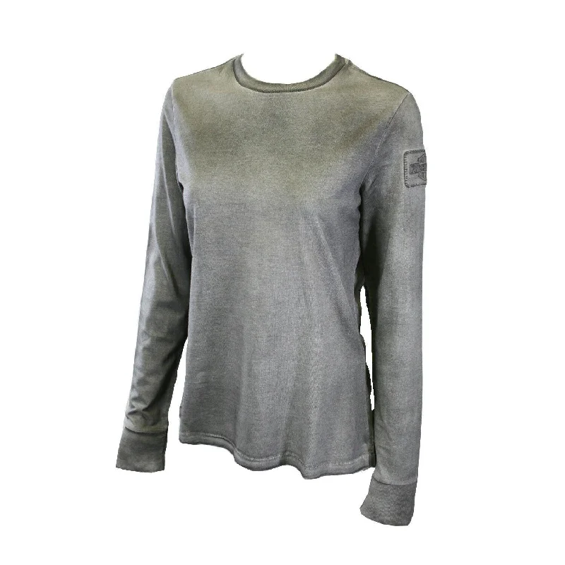 Branded Women's T-Shirt Grey Eagle Logo Back Long Sleeve Tee (S43)