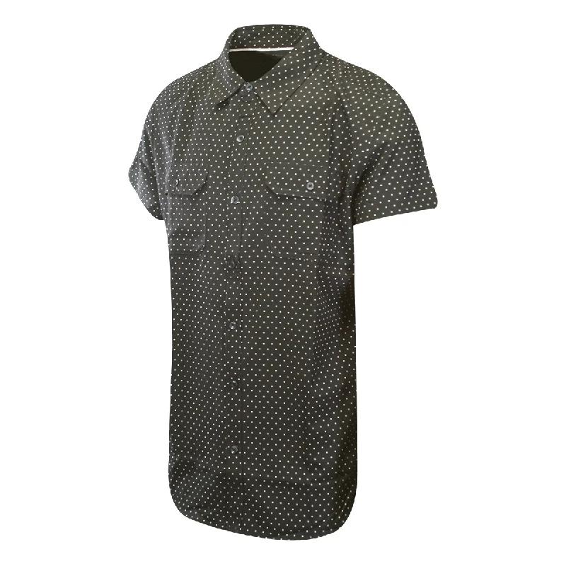 Kenneth Cole Men's Black Shirt Dotted 2 Pockets Woven Short Sleeve (S06)