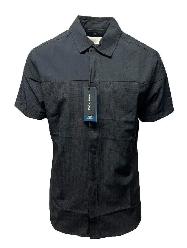 Kenneth Cole Men's Black Shirt Lined Woven S/S Water Repellent (S09)