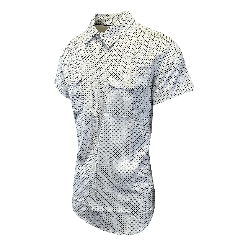 Kenneth Cole Men's White Shirt Triangle Dotted 2 Pockets Woven S/S (S04)