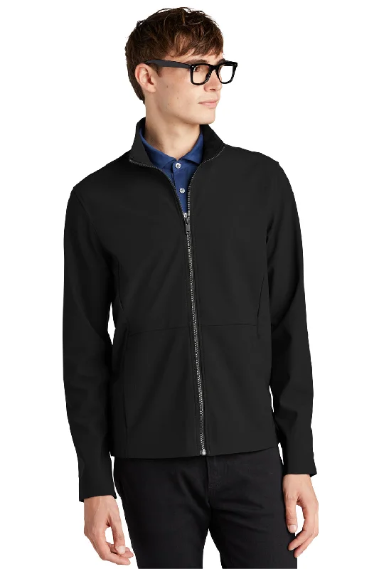 Mercer+Mettle Mens Faille Waterproof Full Zip Soft Shell Jacket - Deep Black