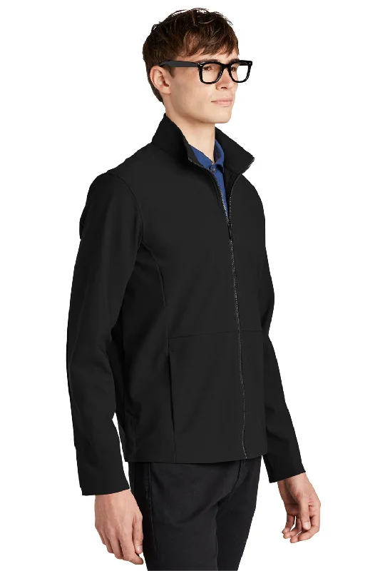 Mercer+Mettle Mens Faille Waterproof Full Zip Soft Shell Jacket - Deep Black