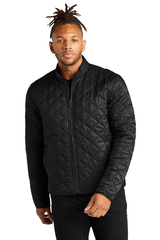 Mercer+Mettle Mens Quilted Water Resistant Full Zip Jacket - Deep Black