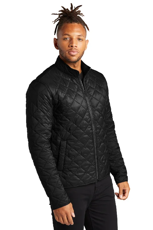 Mercer+Mettle Mens Quilted Water Resistant Full Zip Jacket - Deep Black